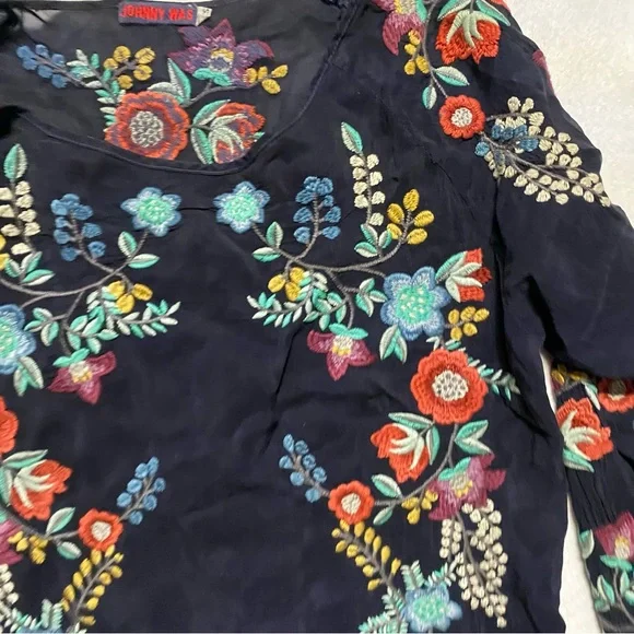 Johnny Was Kikimu Floral Embroidered Blouse XS - Picture 2 of 9